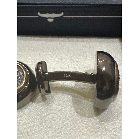 Gear Shift Sterling Silver Cufflinks in Gunmetal - Picture 2 of 6